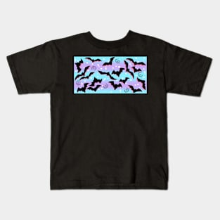 Pastel Goth Bats on Blue and Purple Kids T-Shirt